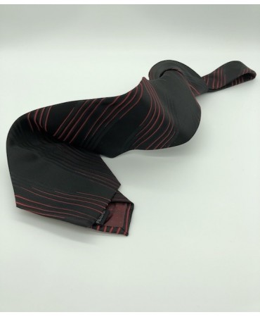 GM Motif Tie Black with Red Stripes