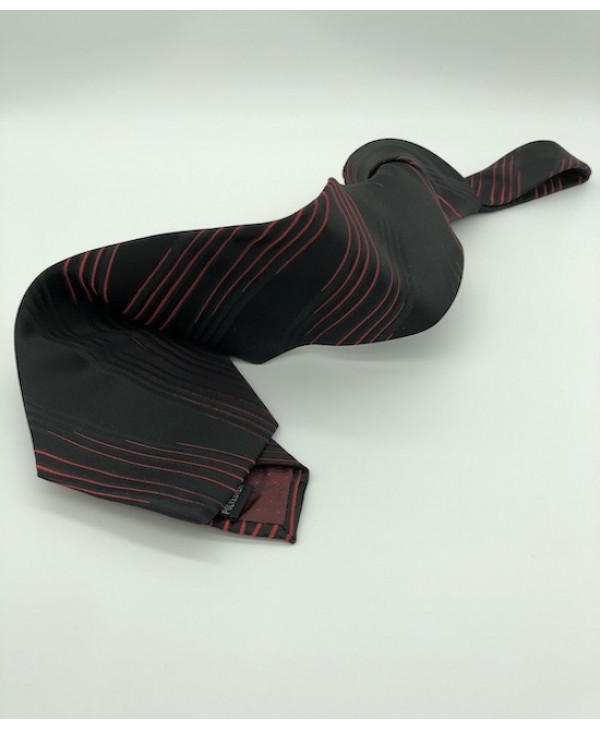 GM Motif Tie Black with Red Stripes GM Tie
