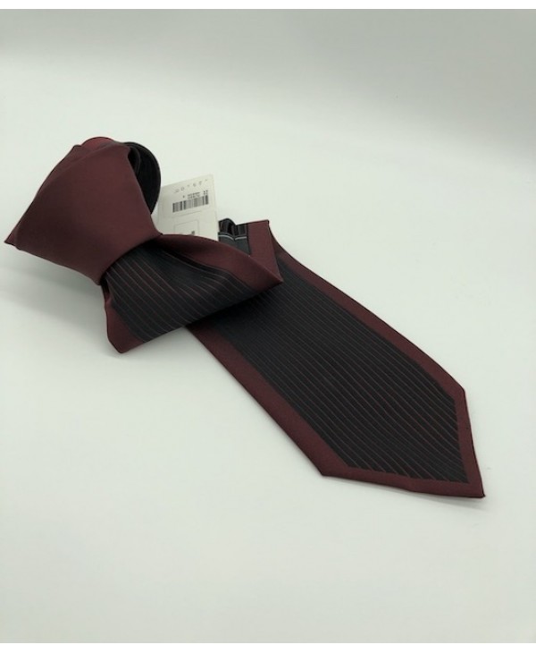GM Motif Bordeaux Ties with Black Vertical Stripes GM Tie