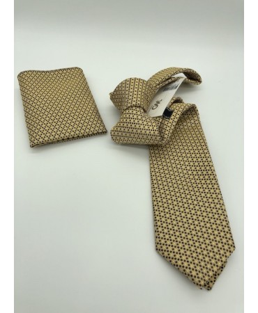 GM set Tie with Scarf in Yellow Base with Black Polka Dot