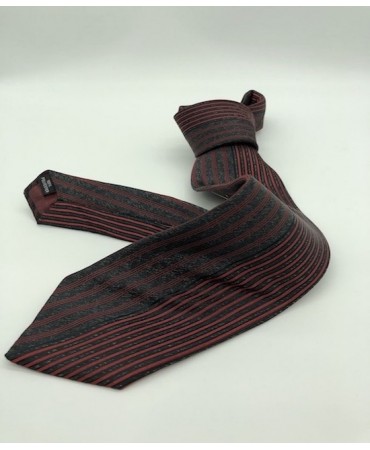GM Motif Ties in Black Base and Bordeaux Stripes