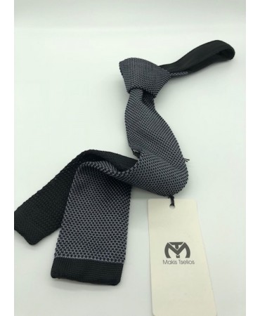 Makis Tselios Knit Gray Tie on Black Base