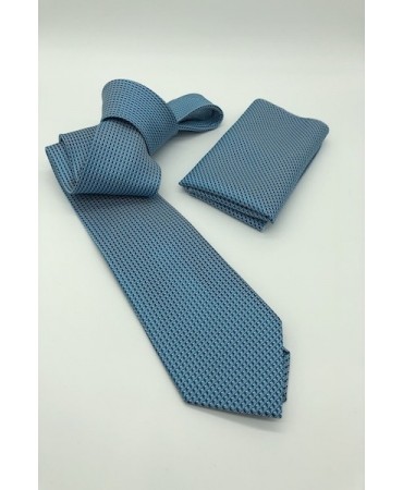 Tie Set with GM Scarf on Turquoise Base with Light Blue Design