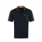Blue t-shirt with white and orange trim on the collar by Hajo
