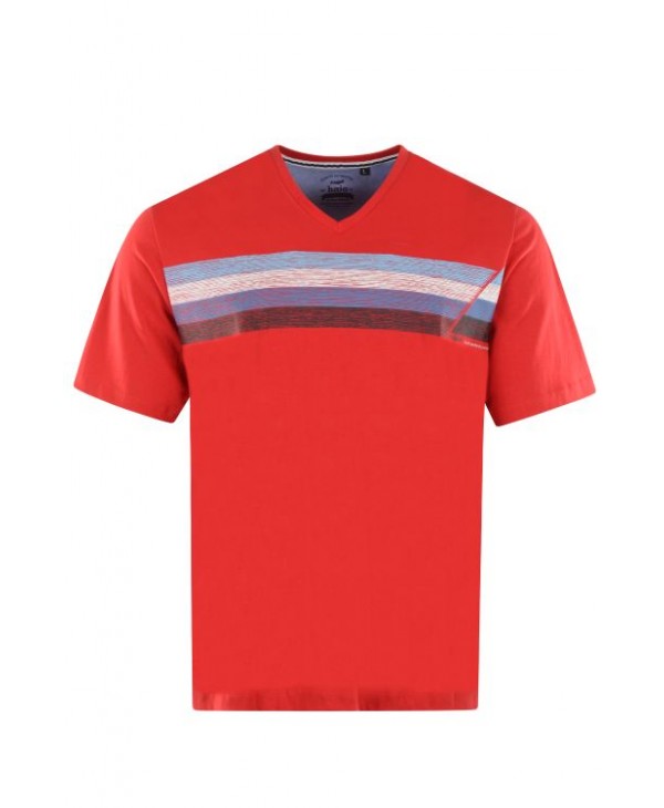Men's v neck Tshirt in red base with hajo print T-shirts 