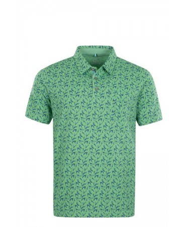 Short sleeve polo by Hajo on a green base with blue friends and special placket