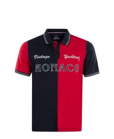 Hajo men's polo shirt in blue with red Monaco logo
