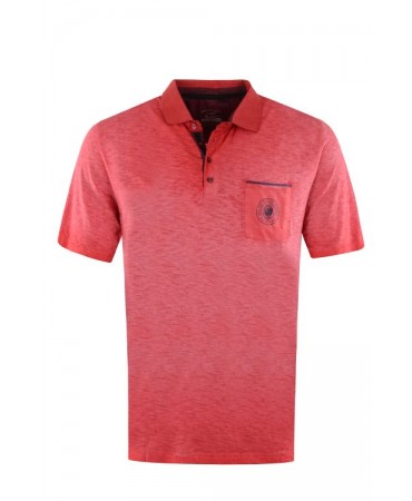 Hajo Collar T-shirt in Red with Pocket and Blue Finishes