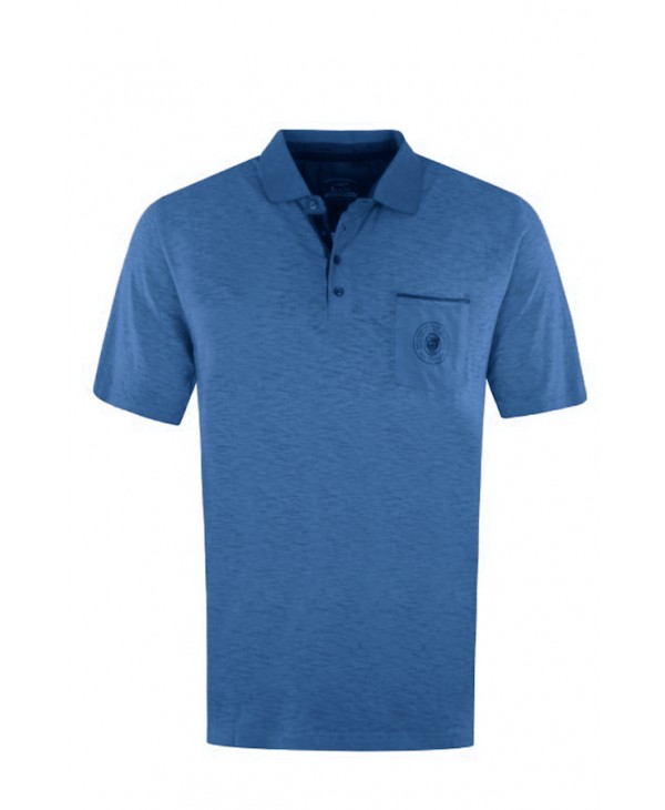 Hajo Polo T-Shirt in Light Blue with Cotton Pocket 100% SHORT SLEEVE POLO 