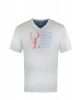 T-shirt with Men's Print with V on White Base with the History of the Lobster by hajo