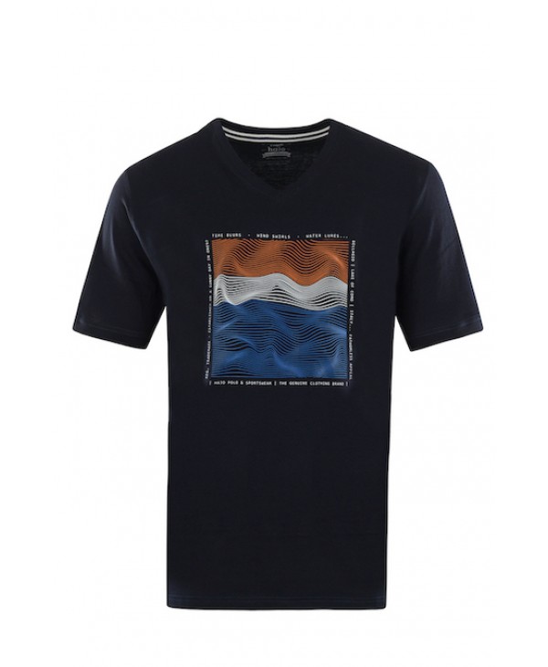 Tshirt with Print with Be on a Base Blue on Wide Line hajo T-shirts 