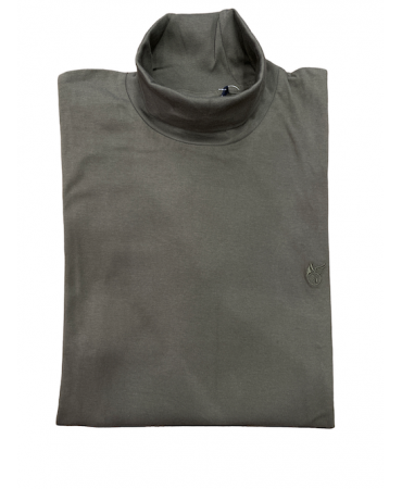 Hajo cotton turtleneck in oil color straight bottom with openings on the sides