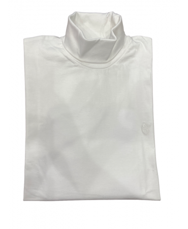 Cotton turtleneck in white color straight down with openings on the sides hajo
