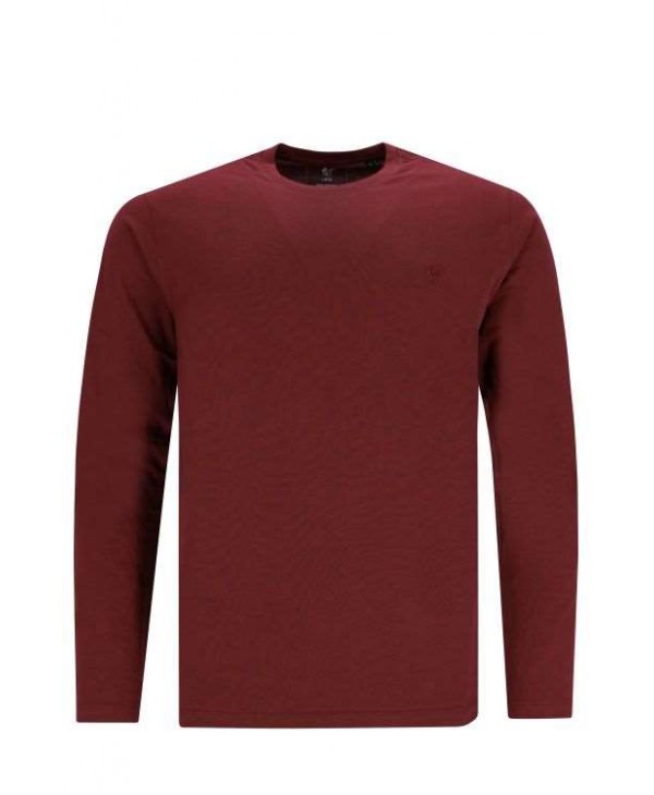 Burgundy t-shirt with a round neck without elastics on the sleeves ROUND NECK
