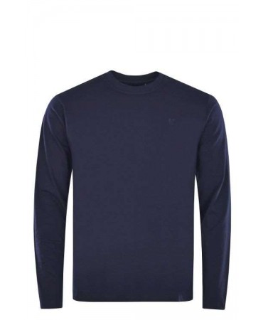 Plain blue cotton t-shirt with long sleeves