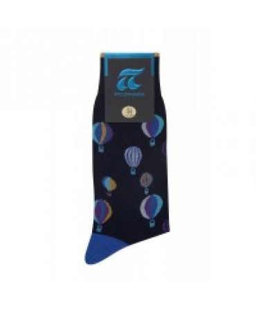 Pournara Socks Desing in Blue Base and Colorful Balloons
