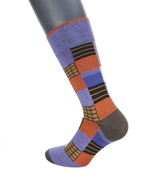 DESIGN SOCKS POURNARA in Blue Base with Multicolored Checkered POURNARA FASHION Socks