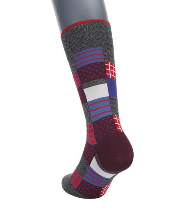 DESIGN SOCKS POURNARA in Anthracite Base with Large Colorful Checkered POURNARA FASHION Socks
