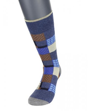 DESIGN SOCKS POURNARA in Shelf Base with Large Multicolored Checkered