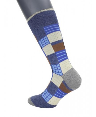 DESIGN SOCKS POURNARA in Shelf Base with Large Multicolored Checkered