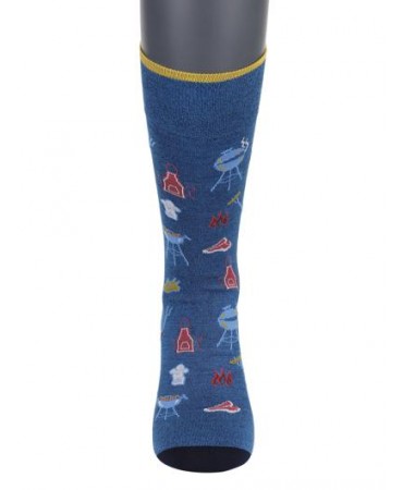 In Blue Base with Barbecue Designs DESIGN SOCKS POURNARA