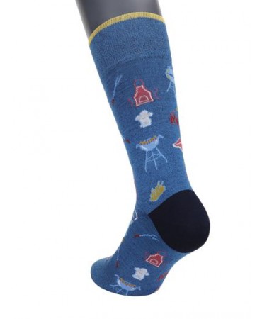 In Blue Base with Barbecue Designs DESIGN SOCKS POURNARA