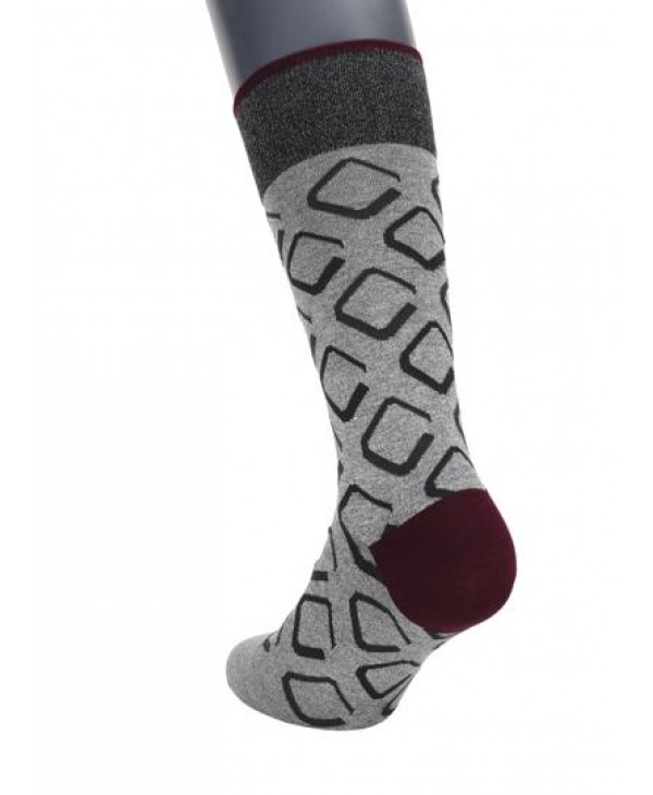 DESIGN SOCKS POURNARA in Gray Base with Black Squares POURNARA FASHION Socks