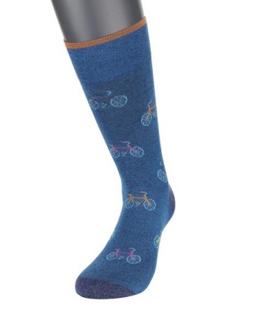 Pournara Fashion Sock in Petrol Base with Colorful Bicycles