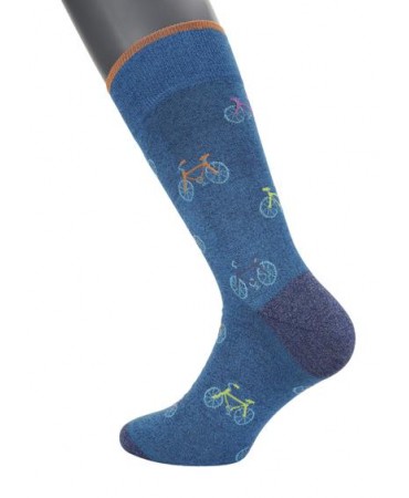 Pournara Fashion Sock in Petrol Base with Colorful Bicycles