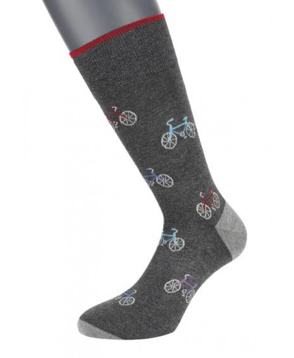 Pournara Fashion Socks in Carbon Base with Bicycles Blue Purple and Red POURNARA FASHION Socks