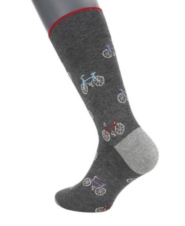 Pournara Fashion Socks in Carbon Base with Bicycles Blue Purple and Red