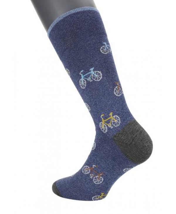 Pournara Fashion Socks on Raf Base with Blue Brown and Yellow Bicycles POURNARA FASHION Socks