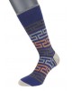 DESIGN SOCKS POURNARA σε Μπλε Βαση με Καφε Μπεζ και Πορτοκαλι Μαιανδρο POURNARA FASHION Socks