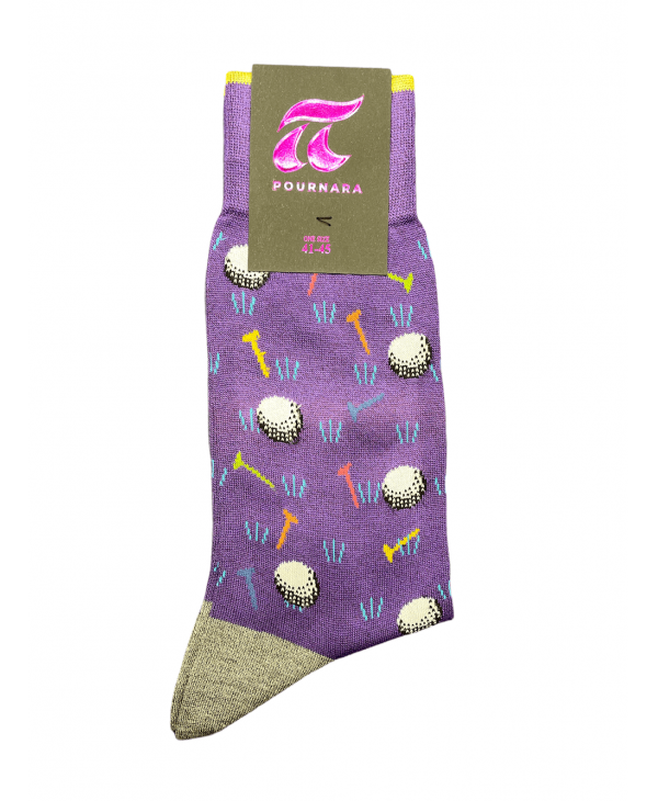 Sock with golf balls in purple base Pournara Fashion POURNARA FASHION Socks