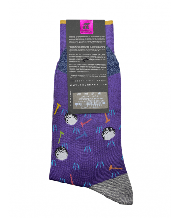 Sock with golf balls in purple base Pournara Fashion