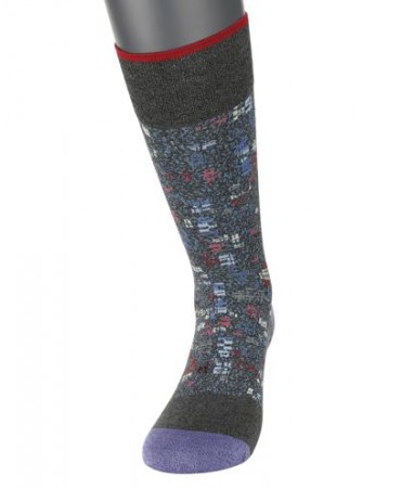 Pournara Socks in Gray Base with Asymmetrical Designs in Different Colors