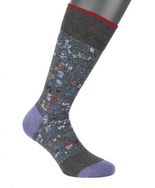 Pournara Socks in Gray Base with Asymmetrical Designs in Different Colors POURNARA FASHION Socks
