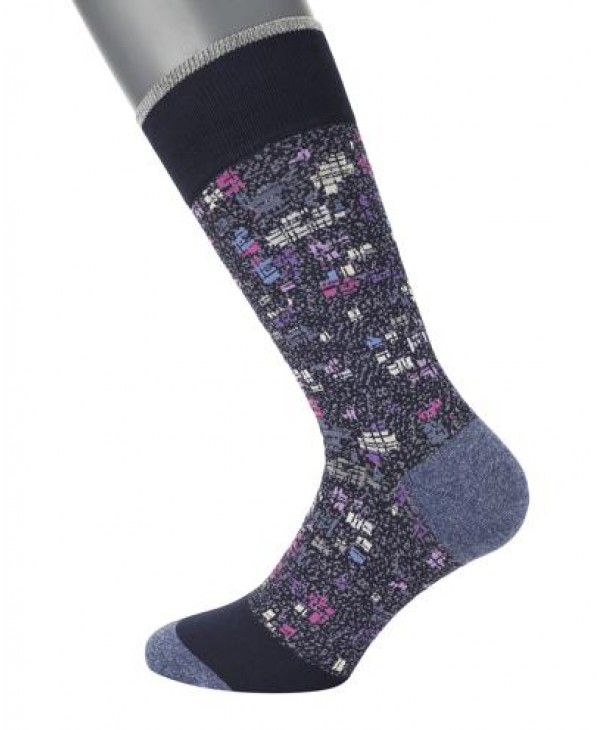 Socks DESIGN SOCKS POURNARA in Blue Base with Asymmetric Designs in Different Colors POURNARA FASHION Socks