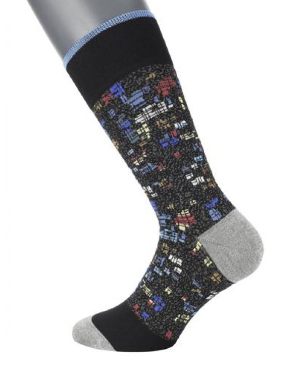 Socks DESIGN SOCKS POURNARA in Black Base with Asymmetric Designs in Different Colors