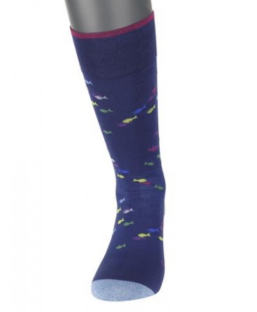 POURNARA FASHION Socks in Blue Base with Colorful Fish