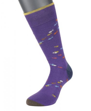 POURNARA FASHION Socks in Purple Base with Colorful Fish