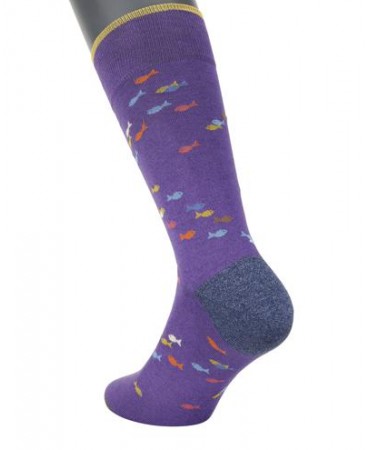 POURNARA FASHION Socks in Purple Base with Colorful Fish