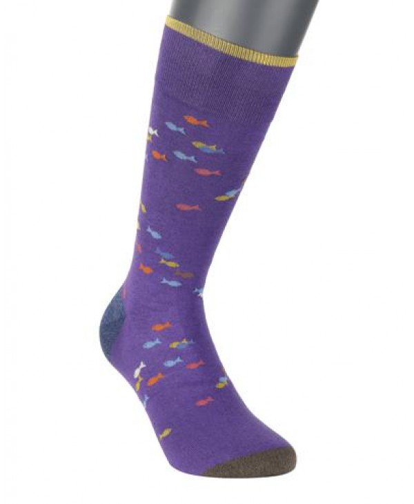 POURNARA FASHION Socks in Purple Base with Colorful Fish POURNARA FASHION Socks