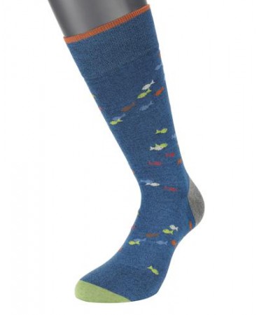 Socks in Petrol Base with Colorful Fish POURNARA FASHION