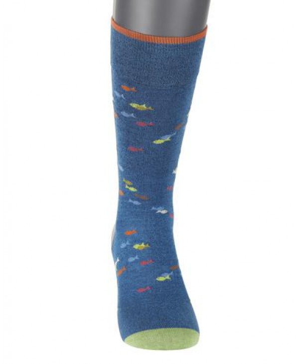 Socks in Petrol Base with Colorful Fish POURNARA FASHION POURNARA FASHION Socks