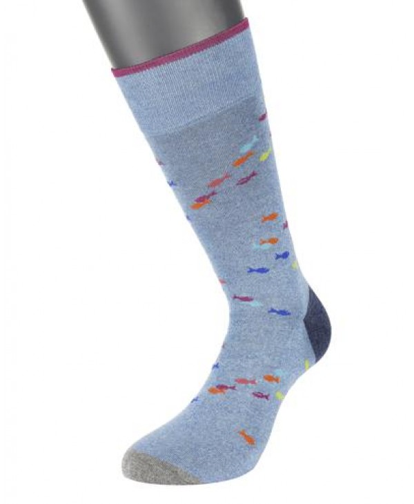Socks in Blue Base with Colorful Fish POURNARA FASHION POURNARA FASHION Socks