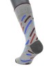 POURNARA Socks in Gray Base with Sloping Asymmetrical Multicolored Stripes POURNARA FASHION Socks