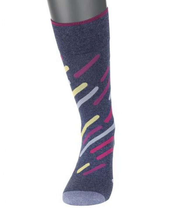 POURNARA Socks on a Shelf Base with Sloping Asymmetrical Multicolored Stripes POURNARA FASHION Socks