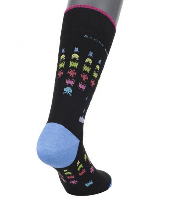 Pournara Fashion Space Invaders Socks on a Black Base POURNARA FASHION Socks