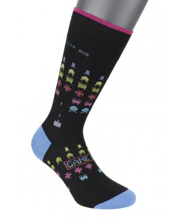 Pournara Fashion Space Invaders Socks on a Black Base